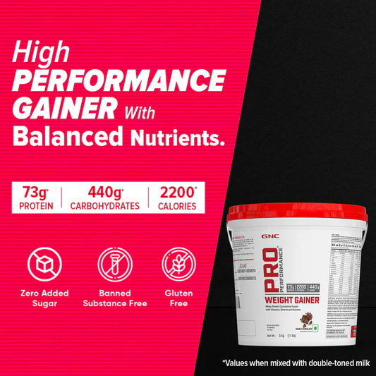 🍫 GNC Pro Performance Weight Gainer – Double Chocolate | 5 Kg