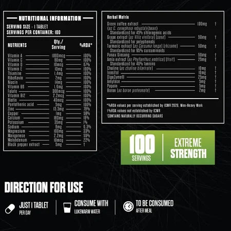 🌟 EXALT SUPPS The Vital Multivitamins | 100 Tablets