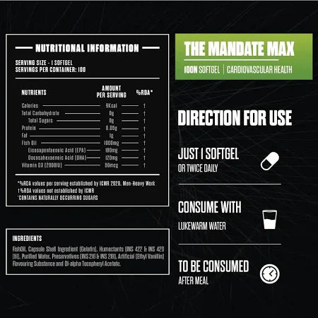 🐟 The Mandate Fish Oil 1000mg DHA – 100 Softgels