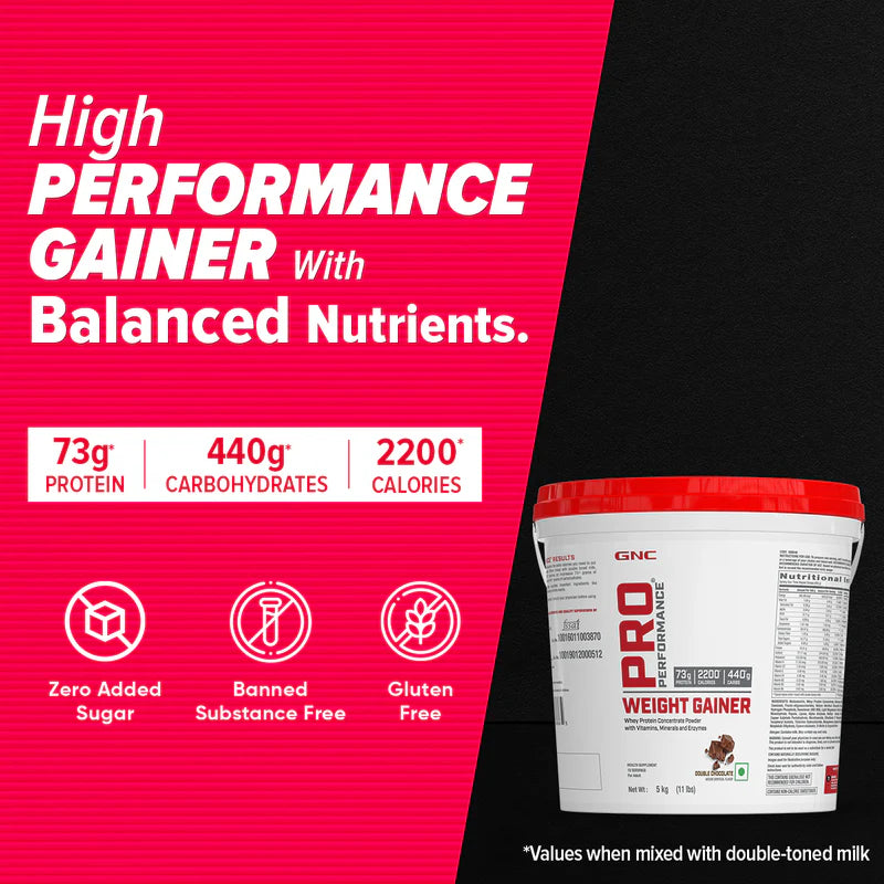 🍫 GNC Pro Performance Weight Gainer – Double Chocolate | 5 Kg