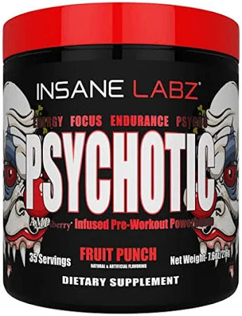 🔥 Insane Labz Psychotic – High-Stimulant Pre-Workout | Fruit Punch | 35 Servings