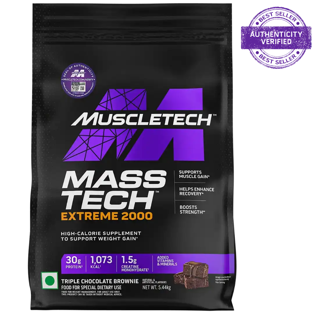 MuscleTech MassTech Extreme 2000 – High-Calorie Mass Gainer (5.44kg, Triple Chocolate Brownie) 🍫💪