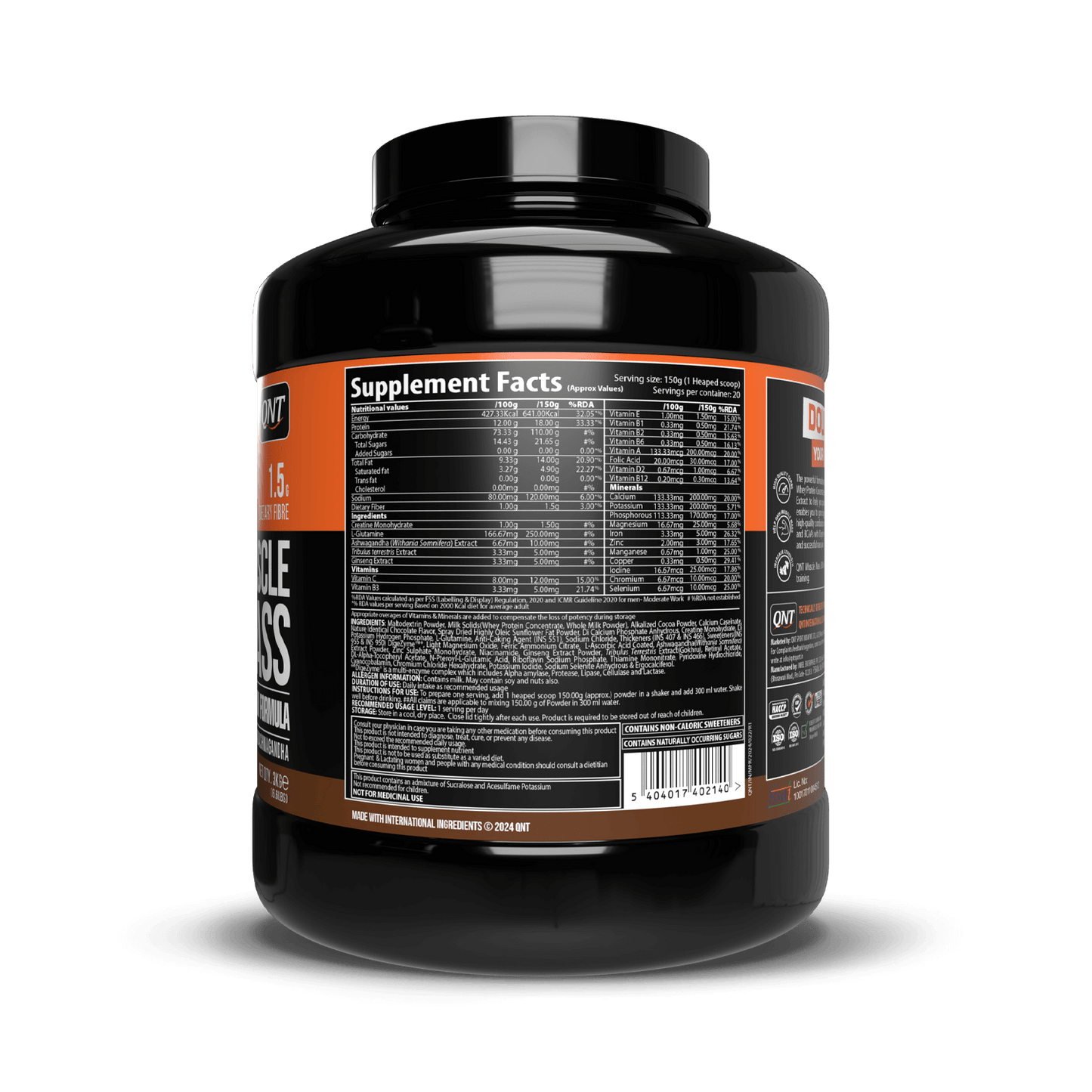 🏋️‍♂️ QNT Muscle Mass 3000 – Belgian Chocolate | 3 Kg